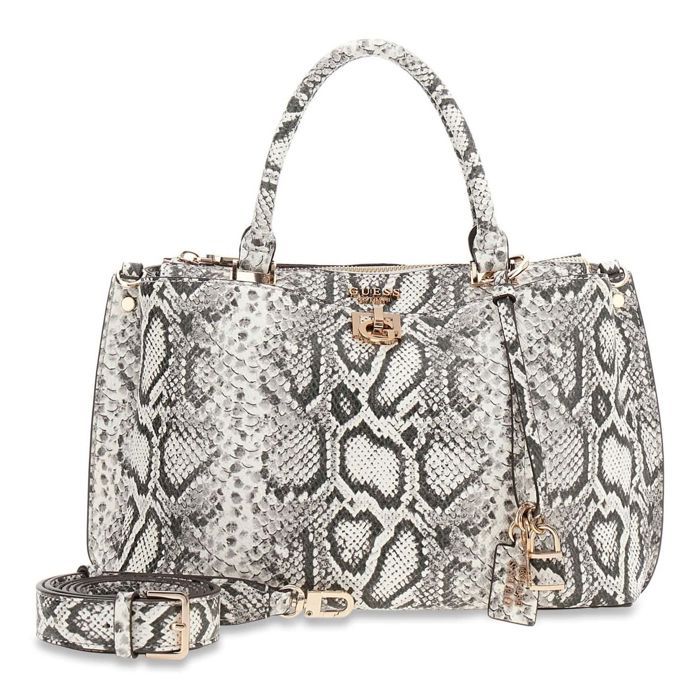 GUESS Sac à main blanc gris clair pour femme - Bianca Girlfriend Satchel Natural 345380