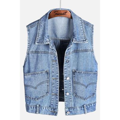 Hooded Korean Style Denim Vest for Women - Versatile Plus Size Outerwear for Spring, Autumn, Winter
