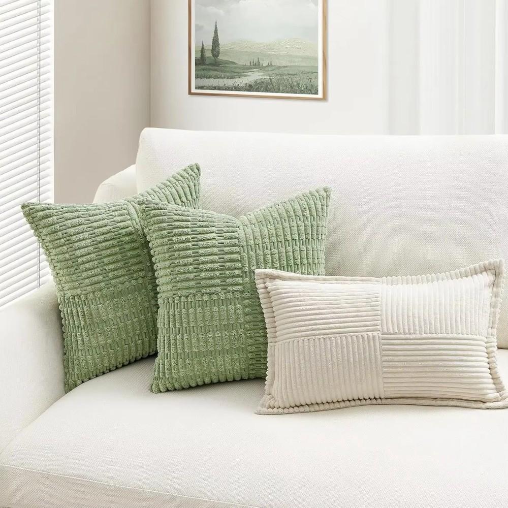 Solid Color Throw Pillow Covers Textured Plush Pillowcase Corduroy Pillow Cover  Bedroom Decor