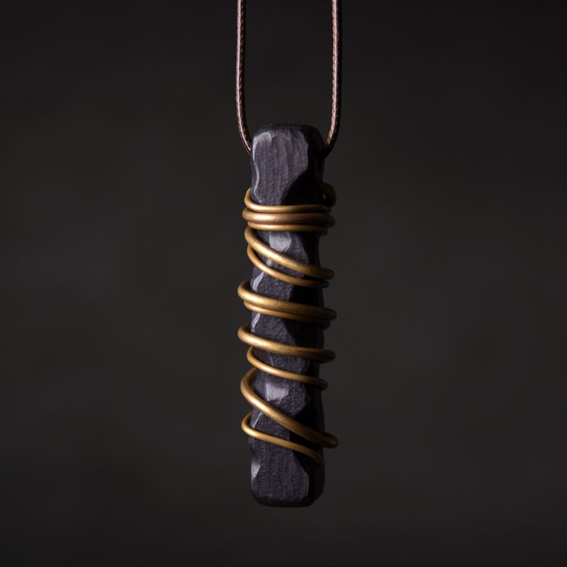 

Curved Tail Flower Pendant Retro Ethnic Style Women Blackwood Pendant