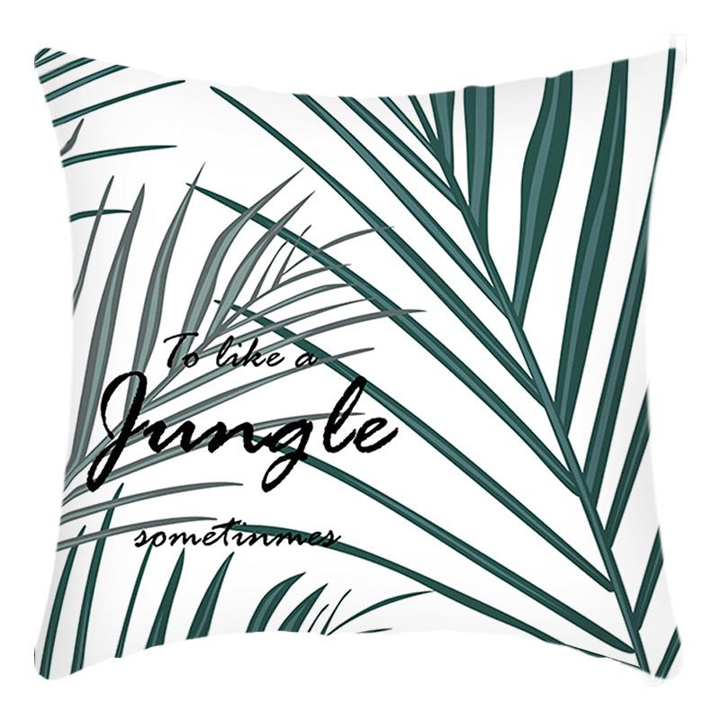 New Pillowcase Green Plant English Letter Print Printed Cushion Home Sofa Cushion Cover