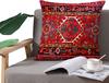 1Pc Red Persian Kilim Cushion Cover, Oriental Bohemian Rug Print Throw Pillow Case For Home Sofa Bedroom Decor