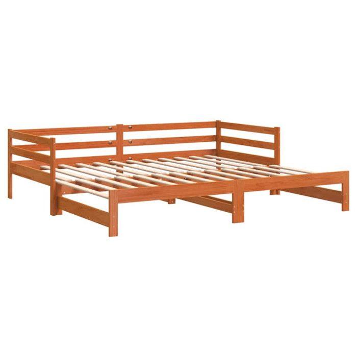 VidaXL Daybed with Pull-out Bed Wax Brown 90x190 Cm Solid Pine, Sofa Bed, Guest Bed, Double Daybed 347160