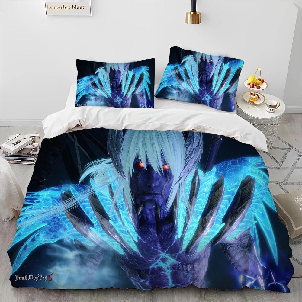 D-Devil May Cry Dmc Game Gamer Comforter Bedding SetDuvet Cover Bed Set Quilt Cover PillowcaseKing Queen Size Bedding Set Kids