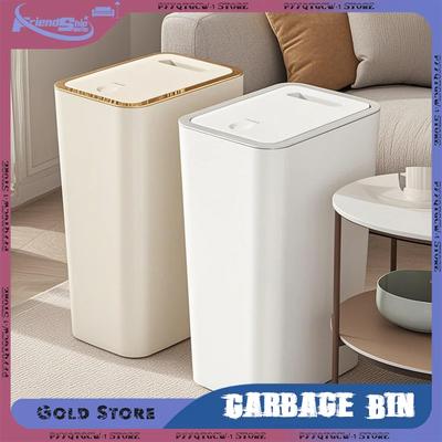 10L/12L Badezimmer-Mülleimer Schmaler Mülleimer mit Ein-Tasten-Deckel Badezimmer Küche Müllbehälter Kunststoffe Müllbehälter Haushaltswaren