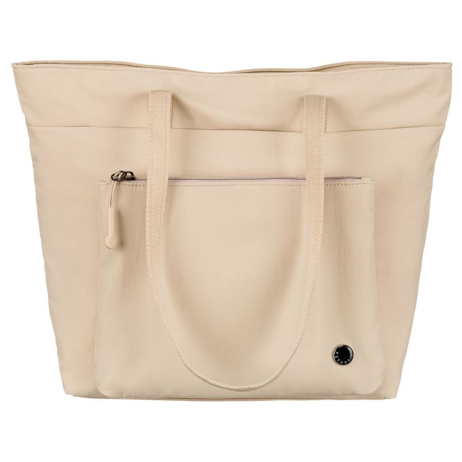 Spacious, Single-compartment Women's Shopper Bag Made of Polyester In Beige - Peterson