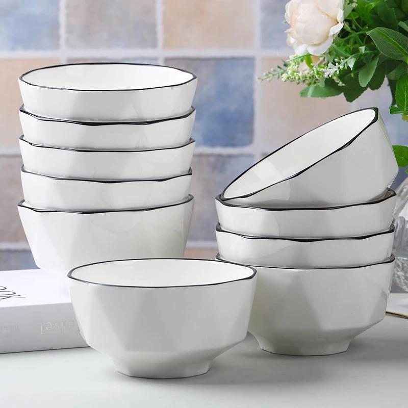 4.5 Inch Simple Rice Bowl Home 2025 New Ceramic Dish Set for Home Copo Stanley Original Miojo Coreano Lamem Comida Macarrão