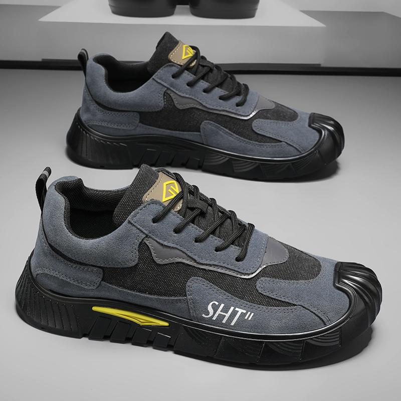 

new Men s safety shoes anti-smashing and anti-puncture steel toe cap shoes lightweight breathable construction site safety shoes 44 серый