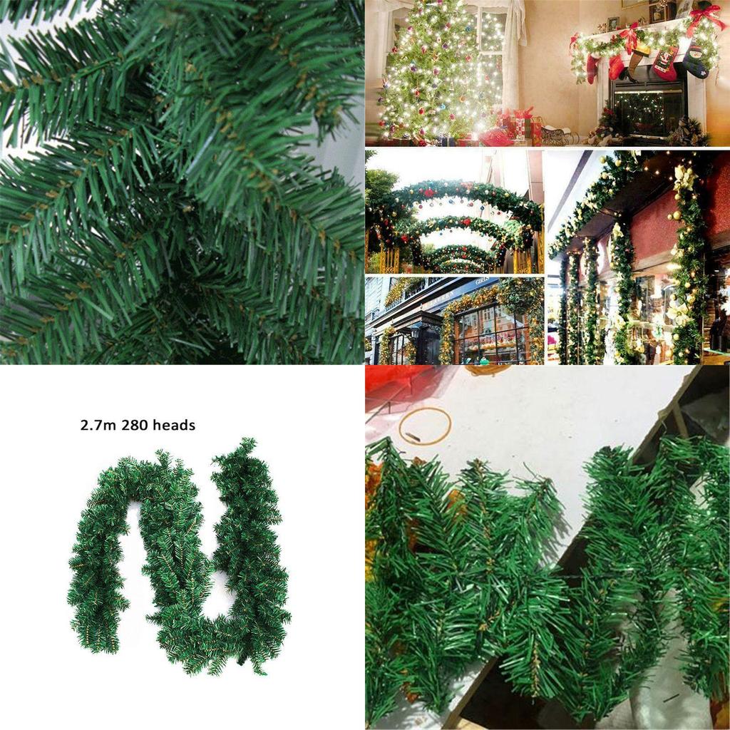Hochwertige Grünfichte Weihnachtsgirlande Kranz für Wand- und Heimdekoration 2,7 m