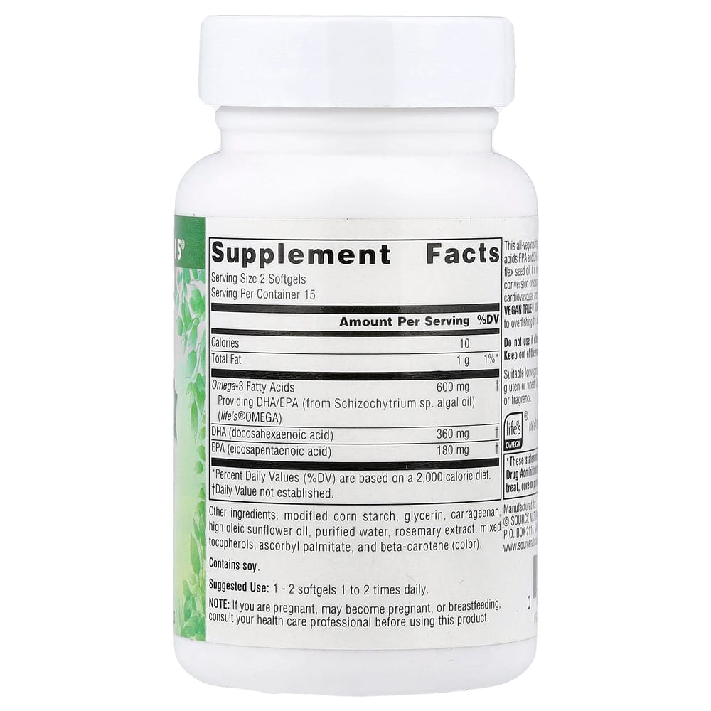 Source Naturals Vegan True Non-Fish Omega-3s 300mg, 30 Vegan Softgels