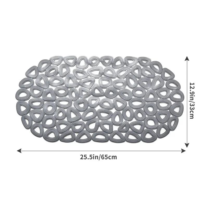 Bathroom Non-Slip Waterproof Mat With Suction Cup,Quick Drain Bath Rug Bathroom Massage Ring Shower Mat Ellipses Hole Carpet