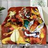 Fire Type Pokemon Team Flannel Fleece Blanket, Soft Warm Anime Monster Throw Blanket for Home, Cinderace Gift