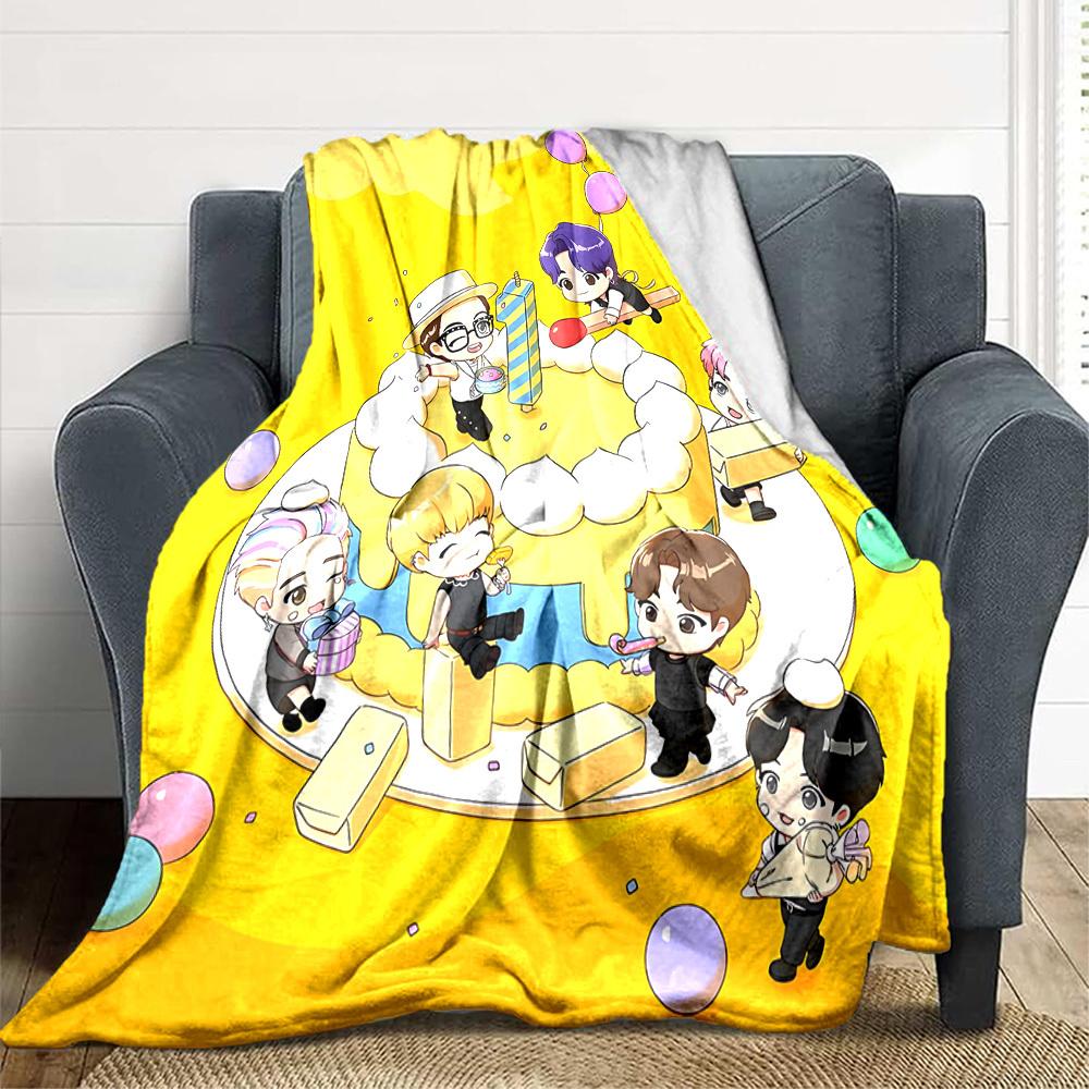1pc , K Pop Flannel Blanket [Cozy Throw Blanket] For Sofa, Bed, Travel, Camping, Livingroom, Office, Couch, Chair, And Bed