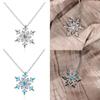Women Frozen Snowflake Necklace Christmas Gift Silver Plated Rhinestone Crystal Pendant Chain