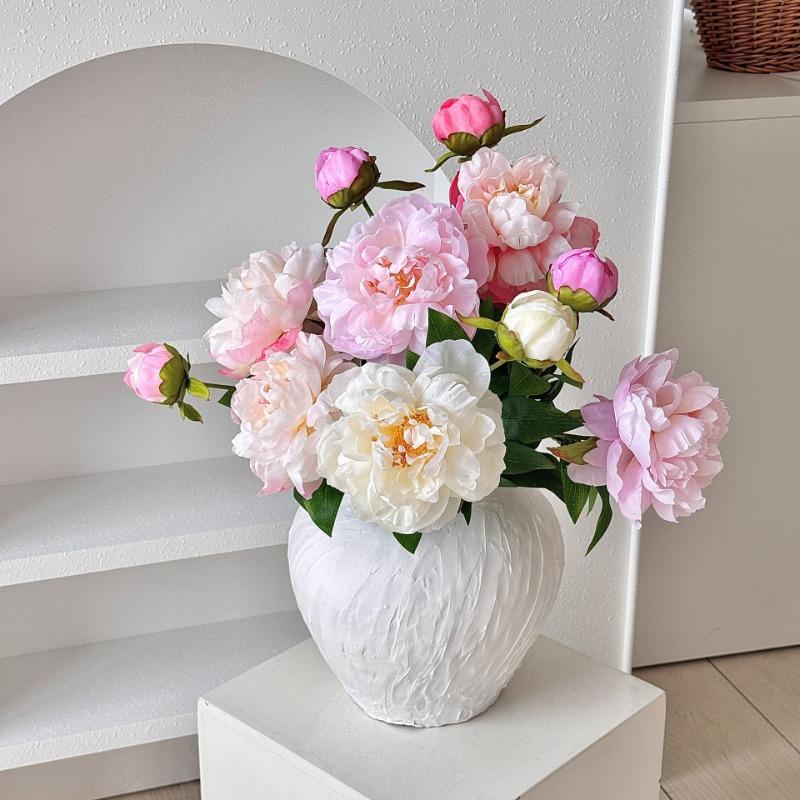 26.8 Inch Artificial Peony Silk Flowers Faux Floral Arrangement for Living Room Table Decor Photography Prop