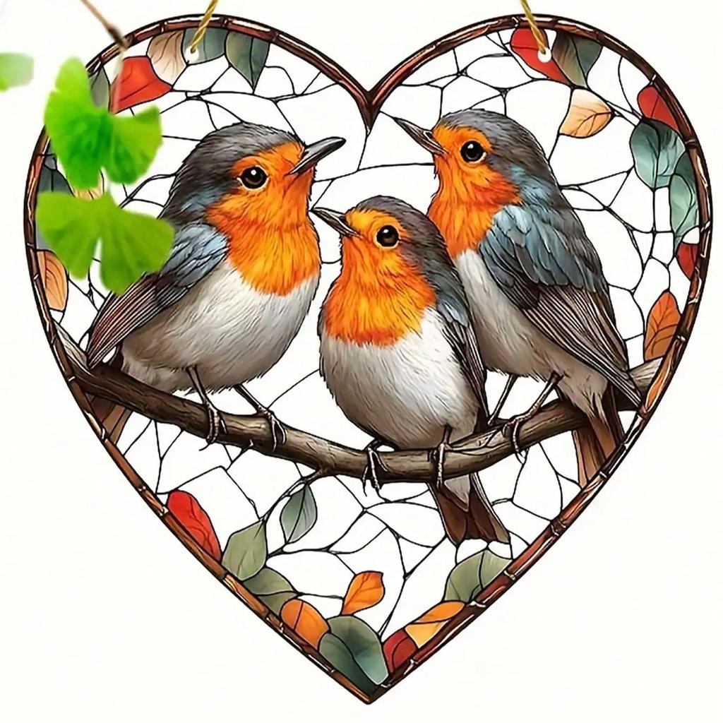 2D colored sunshade glass hanging window for home decoration, suitable for bird enthusiasts, garden and animal themes