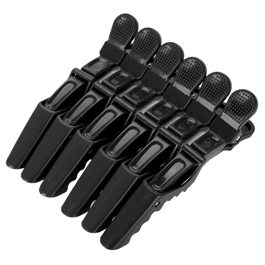 6Pcs Crocodile Hair Clip Anti slip Single Prong Hairdressing Hair Section Claw Clasps Black