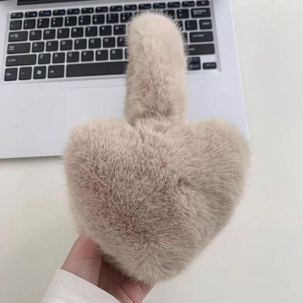 Windproof Love Heart Plush Earmuffs Solid Color Women Ear Cover Kawaii Winter Earflap  Outdoor