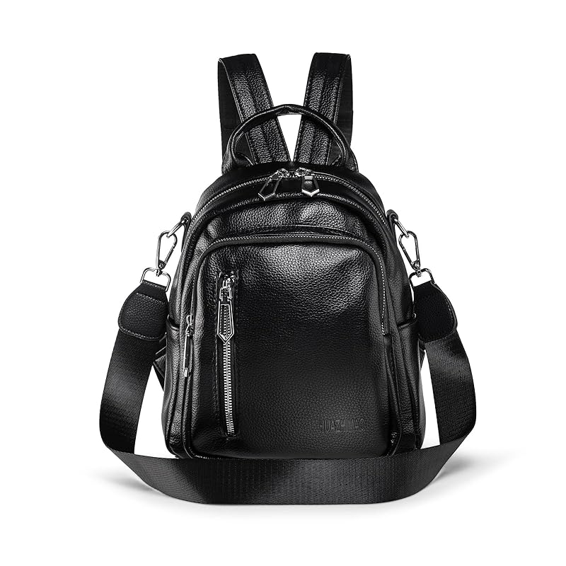 

[HUAZHIMAO] backpack ladies Smaller, mini rucksack stylish leather waterproof bag black Shoulder bag backpack Popularity rucksack commute Commuting to