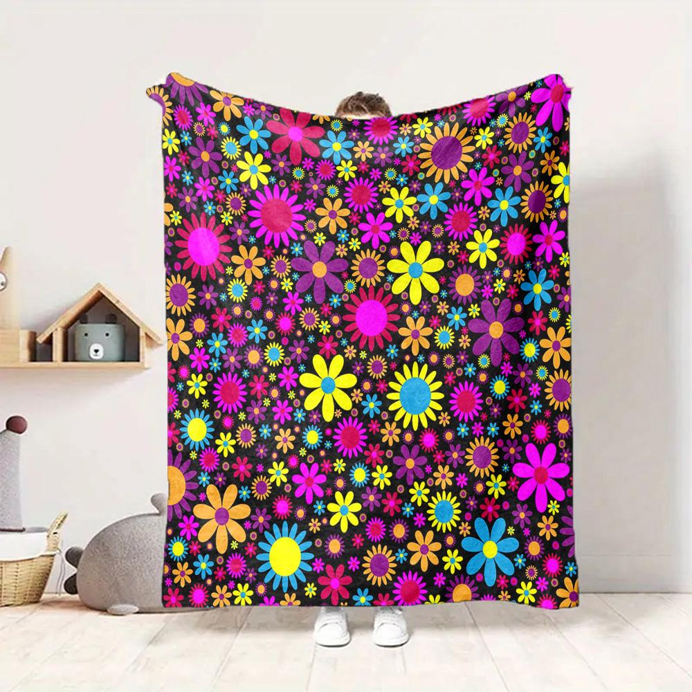 Flower Power Flannel Blanket Throw Blanket Soft Warm Sofa Bed Camping Car home Decor Unique Christmas Gift C9302657