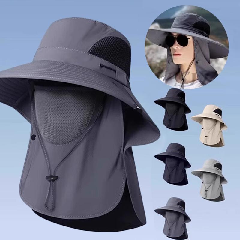 Summer Sun Hats UV Protection Outdoor Hunting Fishing Cap for Men Women Hiking Camping Visor Bucket Hat Neck Flap Fisherman Hat