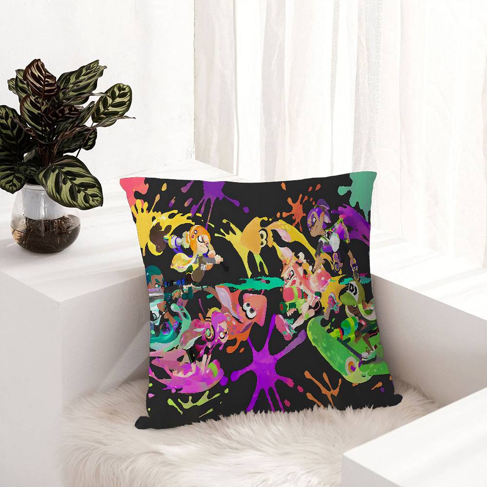 Game S-Splatoon Pillow Anime Pillow Sofa Bed Head Pillow Cover Cushion Cover 45X45 Cm Fashion Peach skin 18*18(CM)-1Pcs
