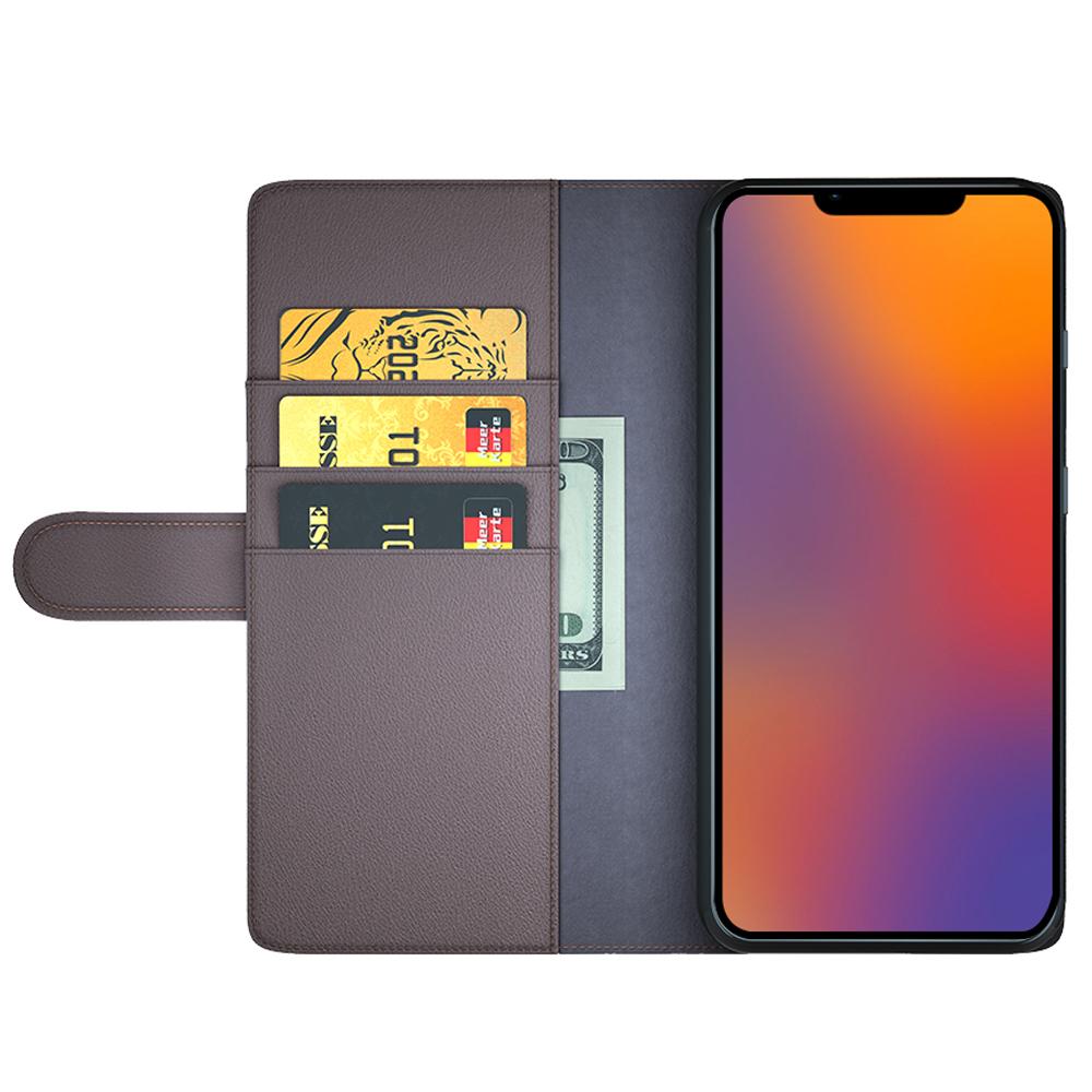 

For iPhone 14 Case Genuine Split Leather Phone Cover with Wallet Stand Black