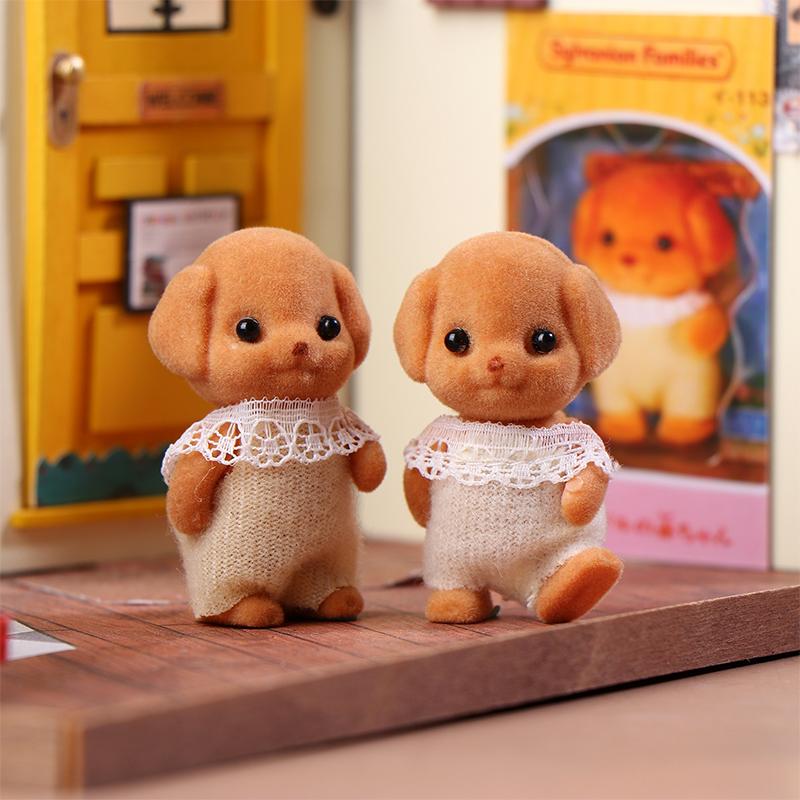 Cute Milo Poodle Dog Flocking Doll Action Figures Toy Kawaii Sylvanian Families Anime Figures Collectible Room Ornaments
