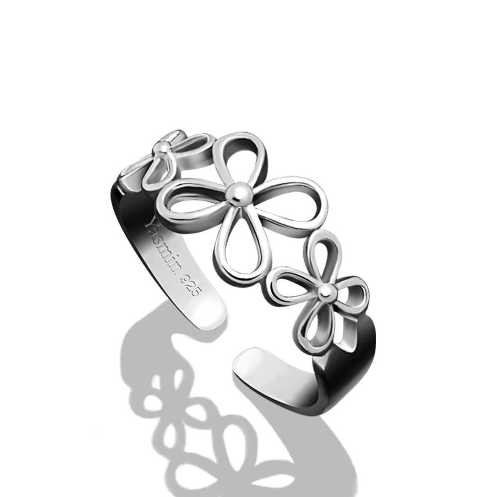 Kleines Temperament, Ring mit frischem Blatt, Galvanisiertes Platin, Offenes Design, Ring, Damen-Blumenring-Schmuck