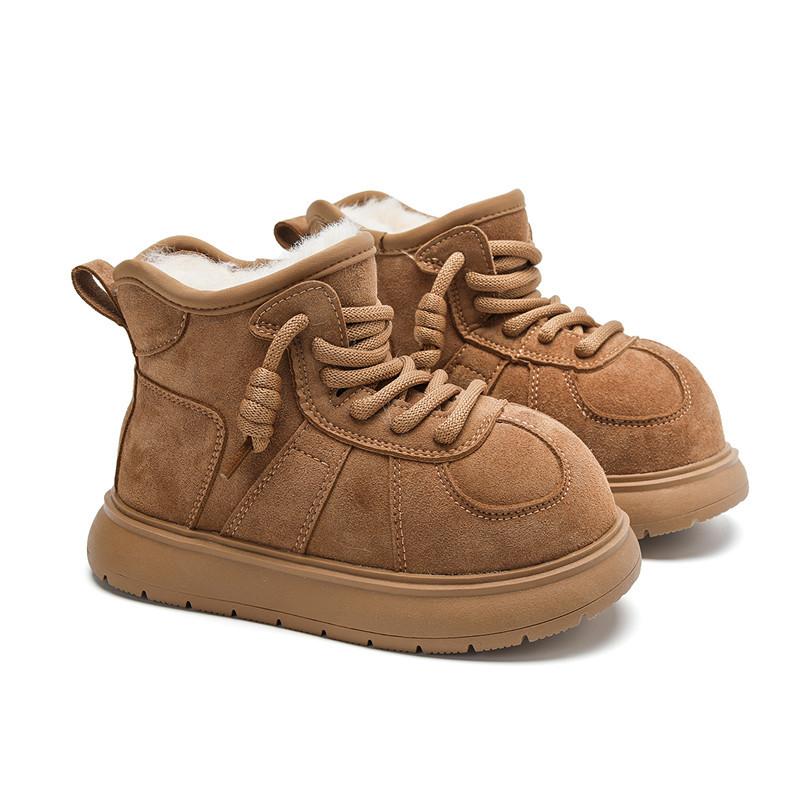 Winter Warm Snow Boots for Girls Thickened Fleece Lining Plush Cotton Shoes Children's Fleece-lined Cotton Boots Boys' Non-slip Soft-soled Loafers