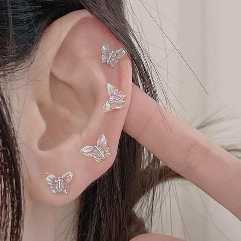 Youngrong Butterfly Magnet Fake Piercing Earrings Bracelet