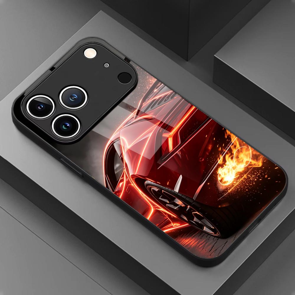 Red super sports car phone case for iPhone case for iphone 17 pro max Transparency for iPhone 17 16 15 14 13 12pm Pro Plus