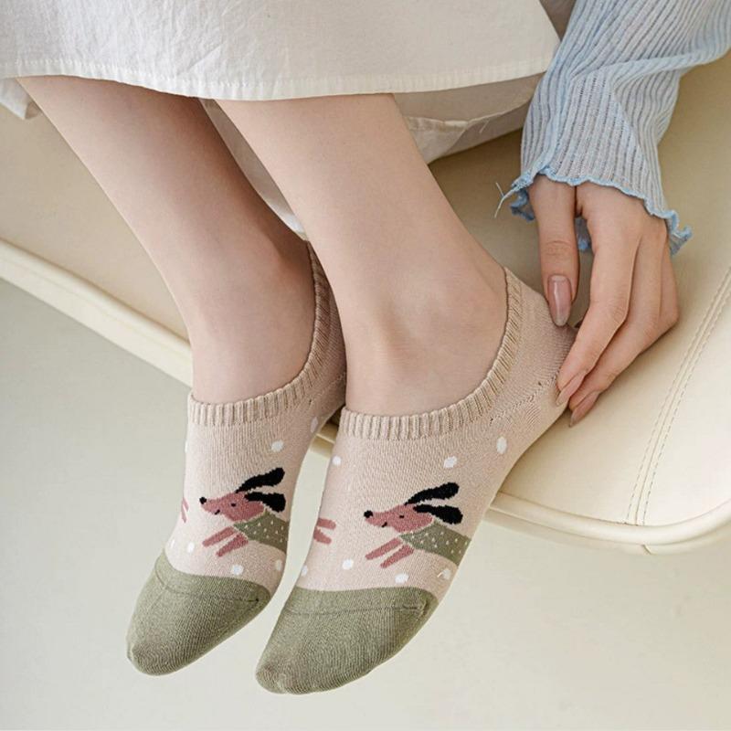 Female Spring and Summer Thin Cotton Lovely Preppy Style Shallow Mouth Boneless Boat Socks
