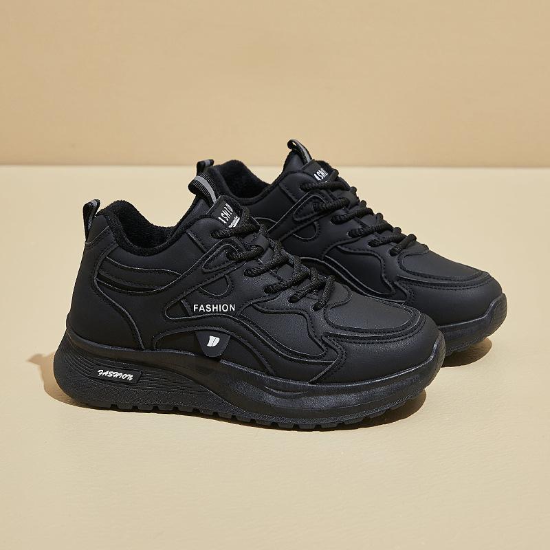 

Зимние кроссовки для бега на толстой платформе для женщин, нескользящие, со шнуровкой, с подкладкой из искусственного меха, женские теплые кроссовки для тенниса с флисовой подкладкой 40 чёрный