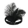 Women's Black Hair Accessories Beaded Sequin Hair Band 1920s Retro Gatsby Single Party Ladies Headwear Dress UP Feather Headband