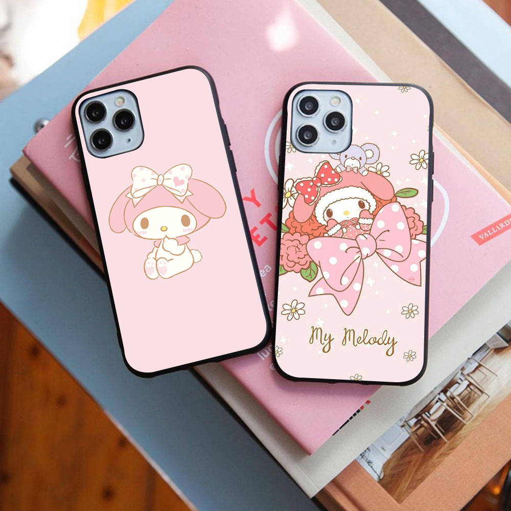 Case for iPhone 16 15 Plus 14 13 12 11 Pro 8 7 6S 6 SE 5S X XR XS Max Realme C30 C33 C31 9I Black Sofe Cover LI27 Cute My Melody