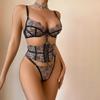 Women Sexy Lingerie Set Lace Embroidery Patchwork Lingerie Set Lace-Up Decor Body Shaping Lingerie