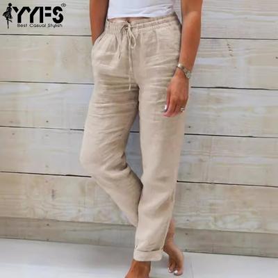 Women's Fashion Casual Solid Color Print High Waist Trousers Pants & Capris
