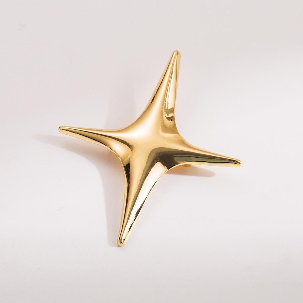 Women Fashion Stainless Steel Gold Smooth Cross Metal Brooch Minimalist Personality Trend High Grade Elegant Pin Jewelry