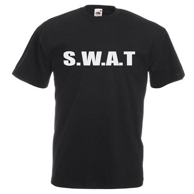 Unisex Black SWAT Police Riot Team Special Forces Squad 100% Cotton T-shirt Mens Tees Top