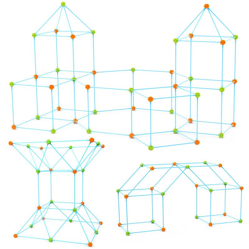 Stem Science And Education 120 Pieces Patchwork Tent Diy Construction Castle Bead Tent Game House Indoor Outdoor Toys