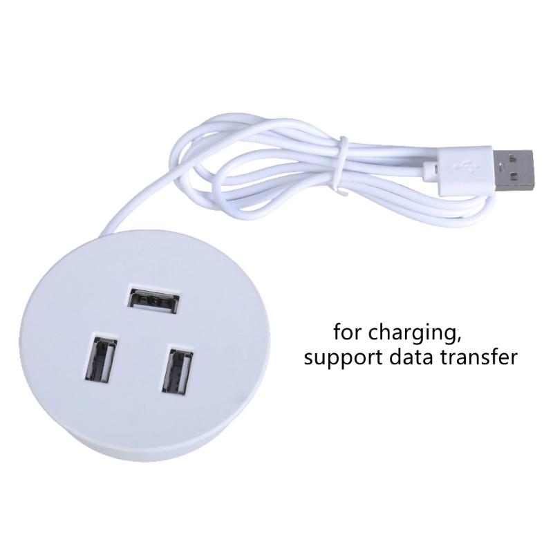 3 Port USB2.0 Hub Mounting Desktop Grommet Hole 60mm Desktop Cable Organizers for Easy Connection of USB Devices