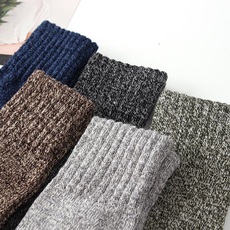 New 5 Pair/Lot Men's Wool Socks Stripe Casual Comfortable Calcetines Hombre Thick Winter Keep Warm  Male High Quality