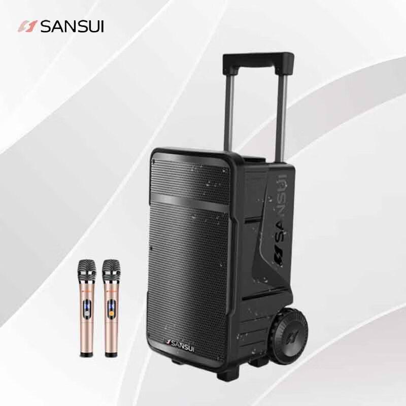 Sansui 8-inch Outdoor KTV Trolley Speaker with Microphone