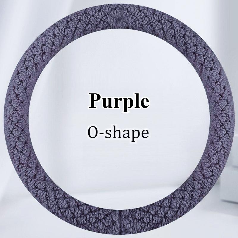 Winter Warm & Cozy 3D Pattern Short Plush Steering Wheel Cover – Ultra-Soft Lamb Fleece Feel, Non-Slip Grip Rubber Inner Ring