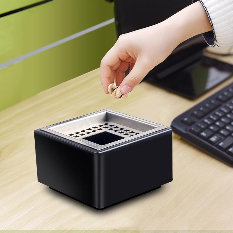 Modern Large Stainless Steel Square Ashtray with Anti-Fly Design for Cigar Rest in Living Room