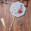 Neo-Classical Embroidered Hanfu Tassel Fan with Long Handle