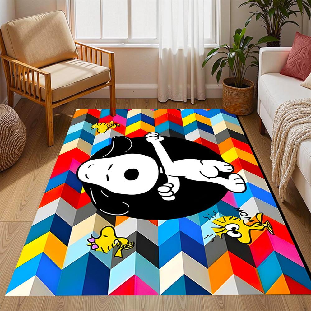 Snoopy And Woodstock Friendship Themed Anti-Slip Rugs - Polyester Home Decor, Suitable for Bedrooms, Living Rooms, Doorways, Studios, and Decorations