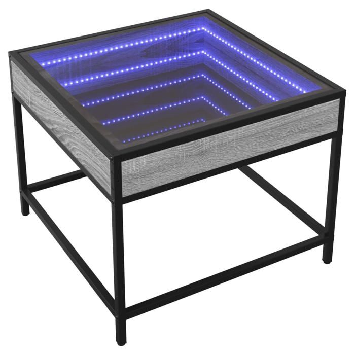 VidaXL Coffee Table with LED Infinity Sonoma Gray 50x50x41 Cm, Side Table, Living Room Table, Side Table, End Table 847680