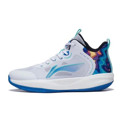 LiNing Pioneer Primary 3.0 Comfortable Non-Slip Wear-Resistant Rebound Low-Top Basketball Shoes Kids Sneaker White Blue YKBT028-3